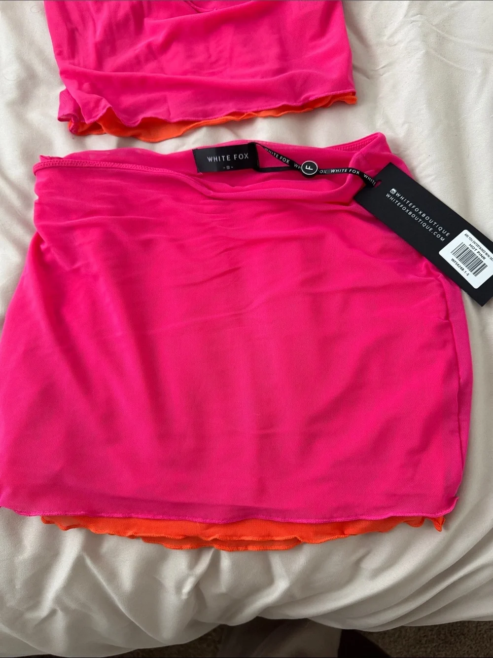 White fox Pink Mesh Mini Skirt - Hot Pink - Picture 5 of 5
